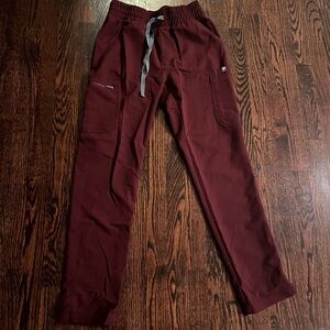 Figs High Waisted Burgundy Scrub Pants